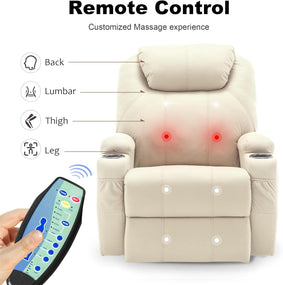 Living Room Recliner Massage Chair - Cream