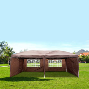 Outdoor 10' x 20' Easy Pop Up Canopy Tent - Brown