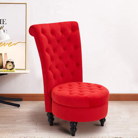 Living Room Velvet Chair - Red