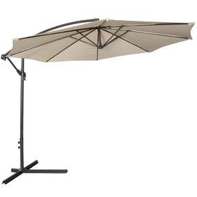 Outdoor 10' Patio Umbrella Patio With Cross Base - Beige/Tan