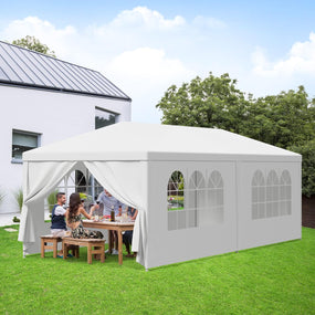 Outdoor 10' x 20' Tent with 6 Walls - White