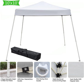 Outdoor 10'x10' EZ Pop Up Tent - White