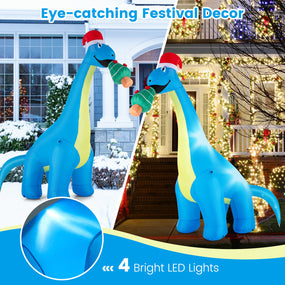 Outdoor Inflatable Dinosaur Christmas Decor - 10ft