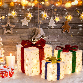 Christmas Gift Boxes with Lights - 3pc