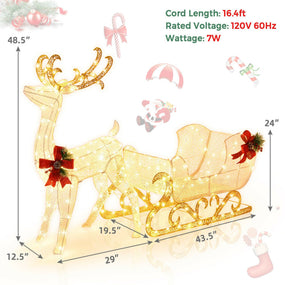 6' Christmas Decor Reindeer and Sleigh with Lights