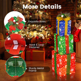 Christmas Gift Boxes with Lights - 3 pc