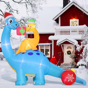 10' Christmas Decor Inflatable Dinosaur