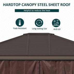 Outdoor 10'x12' Gazebo with Hardtop Roof - Brown