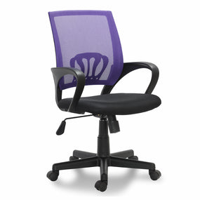 Desk Office Chair Swivel Stool Adjustable Seat - Black/Purple