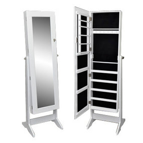 Jewelry Cabinet with Mirror - White