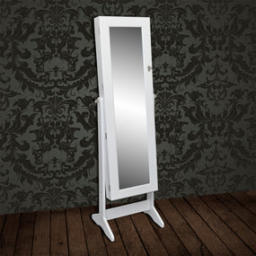 Jewelry Cabinet with Mirror - White