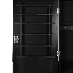Jewelry Cabinet with Mirror Free Standing - Black