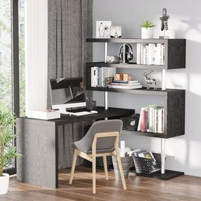Home Office Desk with Shelves - Black