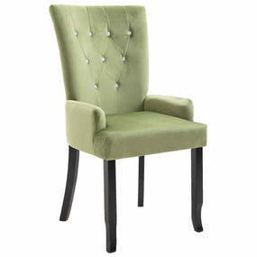 Velvet Dining Chairs with Armrests - 1 pc L Green