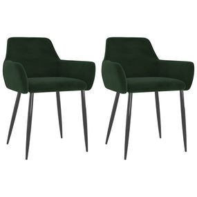 Dining Velvet Chairs with Armrest - 2 pc D Green