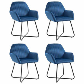 Dining Velvet Armchair Chairs - 4 pc Blue