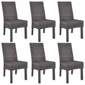 Dining Rattan Wooden Chairs MW - 6 pc Brown