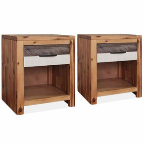 Wooden Bedroom Nightstand Bedside Cabinet 16 inch 2 pc