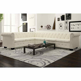 Living Room L-Shaped Faux Leather Sofa 102