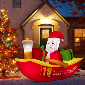 7' Christmas Inflatable Santa Claus on the boat