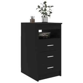 Wooden Storage Cabinet with Drawers 15" EW - Black