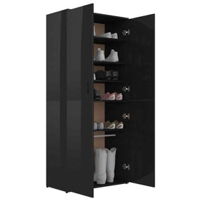31" High Gloss Wooden Shoe Cabinet EW - Black