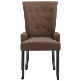 Fabric Dining Chair with Armrests - 1 pc Brown