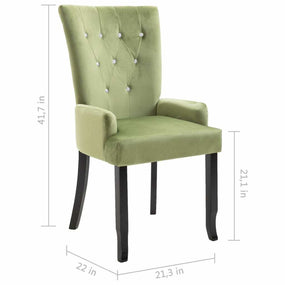 Velvet Dining Chairs with Armrests - 1 pc L Green