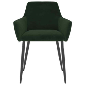Dining Velvet Chairs with Armrest - 2 pc D Green