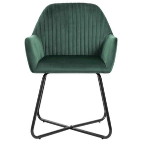 Dining Velvet Armchair Chairs - 2 pc Green