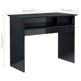 Contemporary Home Desk High Gloss 35" - Black
