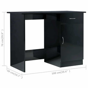 Contemporary Home Desk High Gloss 39" - Black