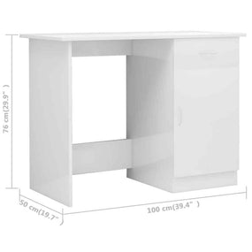 High Gloss Home Office Desk 39" - White