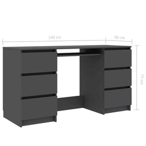 Wooden Desk with Drawers 55" - Dark Gray