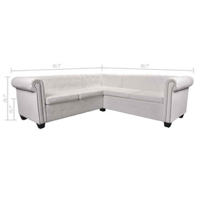 Living Room L-Shaped Faux Leather Sofa 81" - White