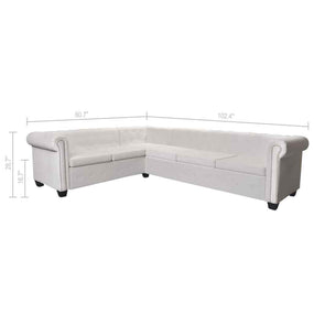 Living Room L-Shaped Faux Leather Sofa 102" - White