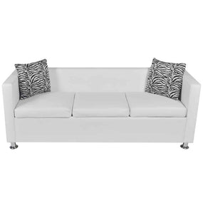 Faux Leather 3-Seater Sofa Set with Chair 67" - White